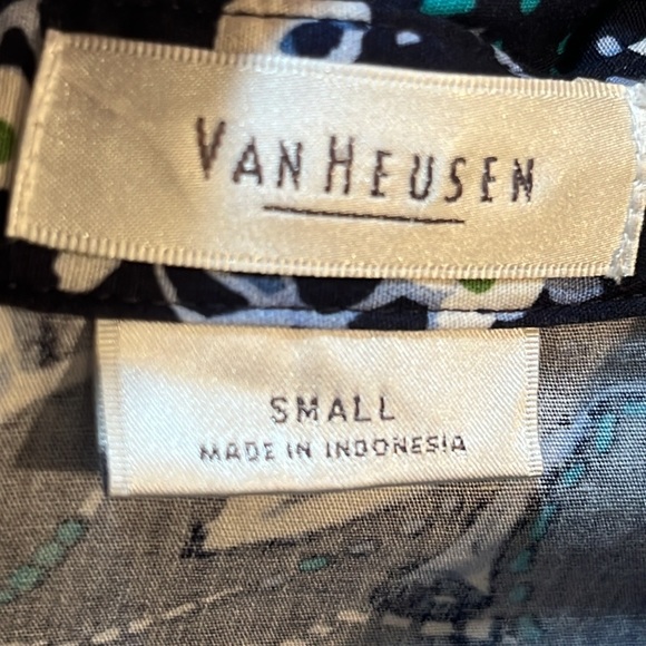 Van Heusen 100% Cotton 3/4 Sleeve Top with Adjustment Sleeve Multicolored Print - Picture 12 of 14